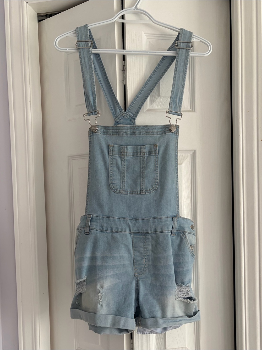Wax Jean Light Blue Denim Short Overalls